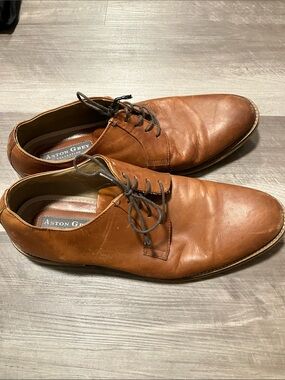 Aston Grey Men's Brown Leather Dress Shoes - Lace-Up 10